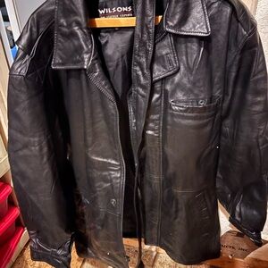 Wilson Black Leather Military Jacket